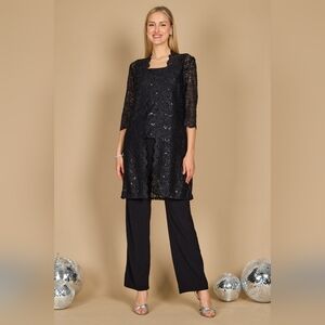RM Richards Lace 3/4 Sleeve 3-Piece Pants Set